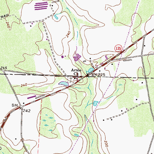 Topographic Map of Arnie Primitive Baptist Church, GA