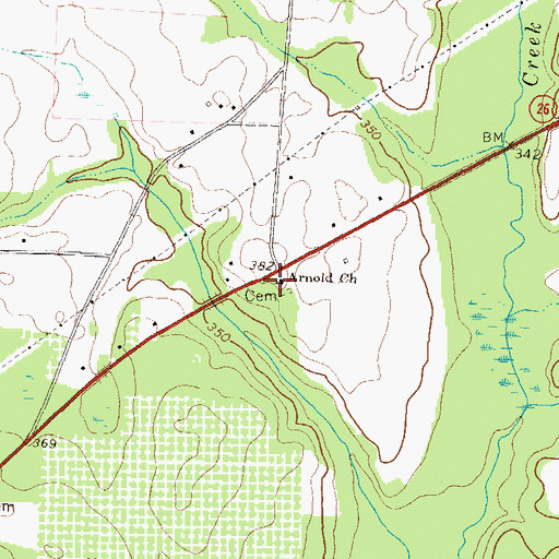 Topographic Map of Arnold Church, GA