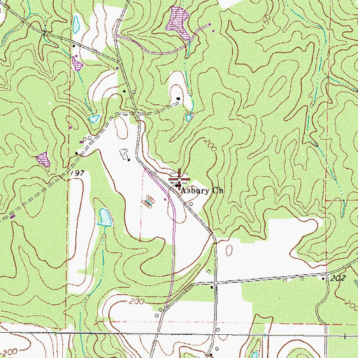 Topographic Map of Asbury United Methodist Church, GA
