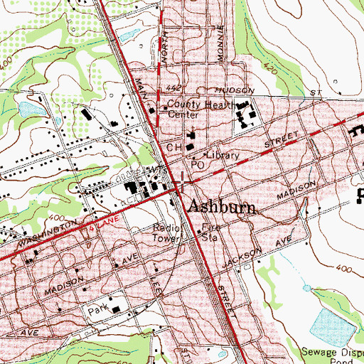 Topographic Map of Ashburn, GA