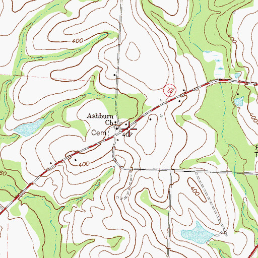 Topographic Map of Ashburn Church, GA