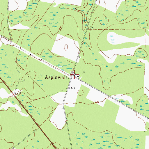 Topographic Map of Aspinwall, GA