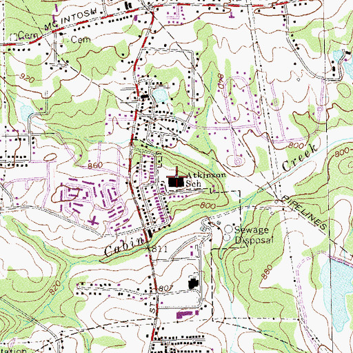 Topographic Map of Atkinson Elementary School, GA