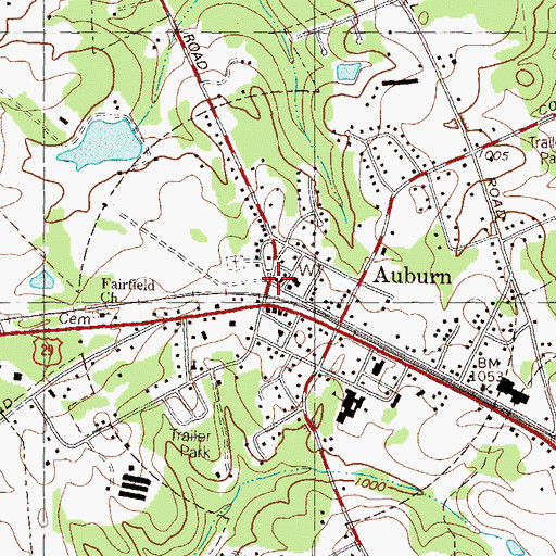 Topographic Map of Auburn, GA