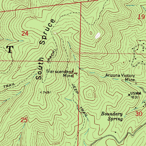 Topographic Map of Transcendent Mine, AZ