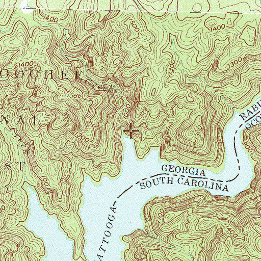 Topographic Map of Bad Creek, GA