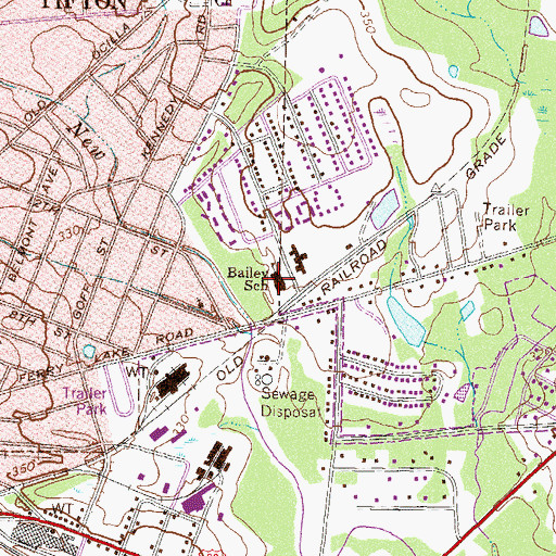 Topographic Map of Bailey School, GA