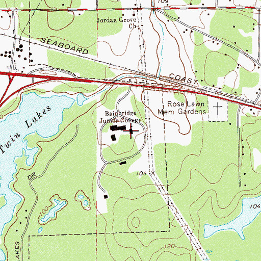 Topographic Map of Bainbridge Junior College, GA