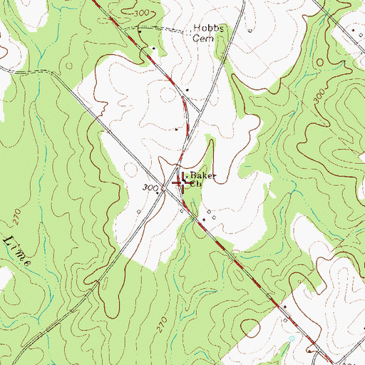 Topographic Map of Baker Church, GA