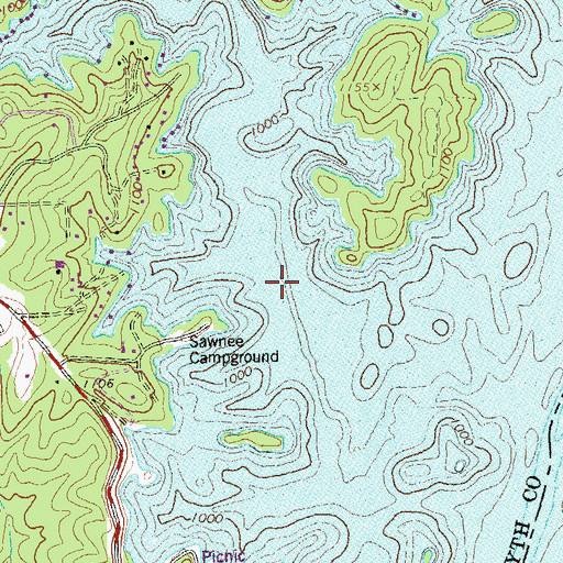 Topographic Map of Baldridge Creek, GA