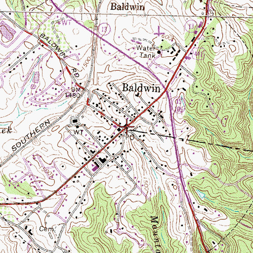 Topographic Map of Baldwin, GA