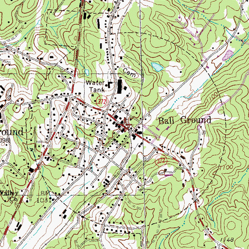 Topographic Map of Ball Ground, GA