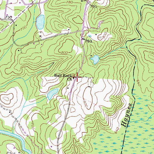 Topographic Map of Ball Rock Church, GA