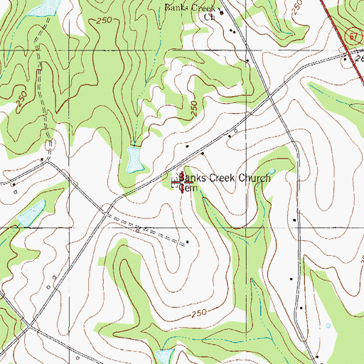 Topographic Map of Banks Creek Church Cemetery, GA