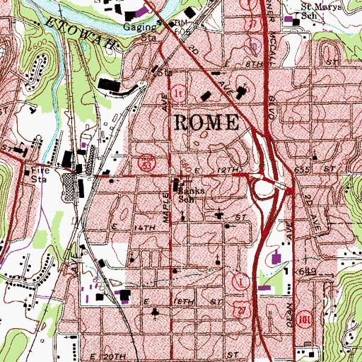 Topographic Map of Banks School, GA