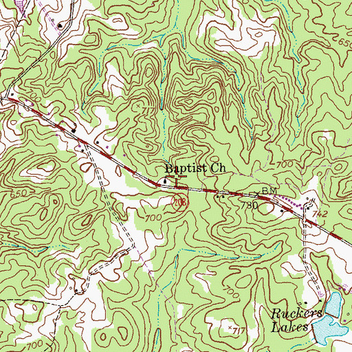 Topographic Map of Baptist Church, GA