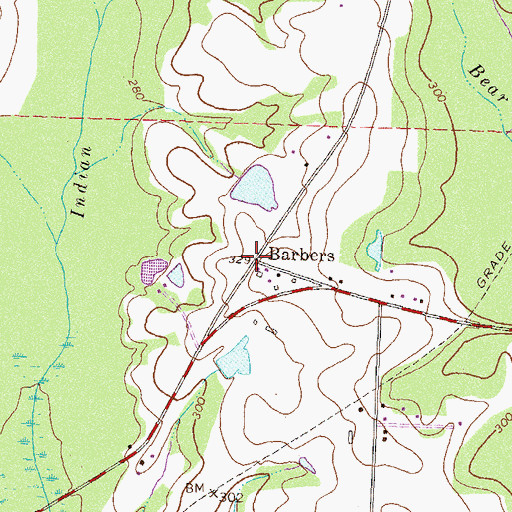 Topographic Map of Barbers, GA