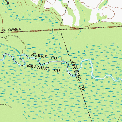 Topographic Map of Bark Camp Creek, GA