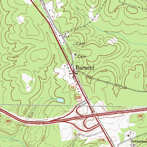Topographic Map of Barnett, GA