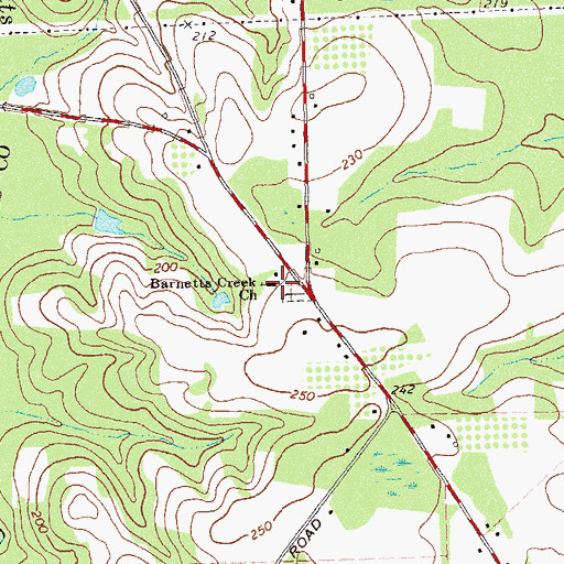 Topographic Map of Barnetts Creek Church, GA