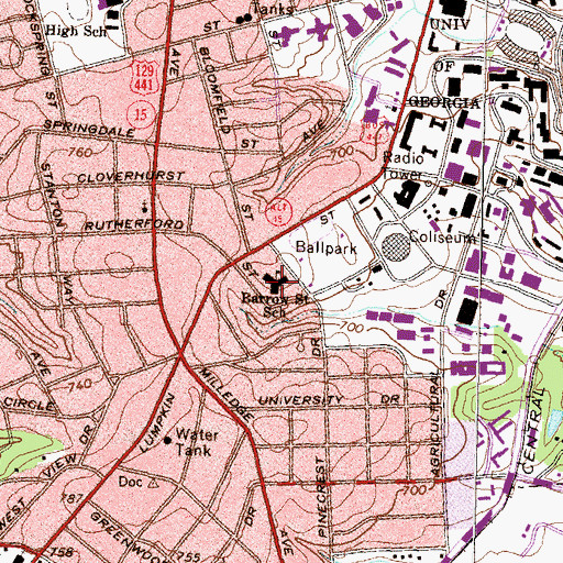 Topographic Map of Barrow Elementary School, GA