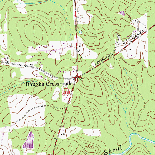 Topographic Map of Baughs Crossroads, GA