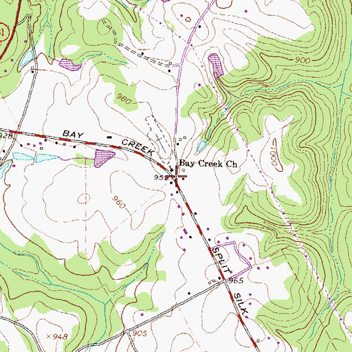 Topographic Map of Bay Creek Church, GA