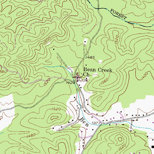 Topographic Map of Bean Creek Church, GA