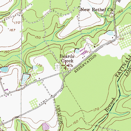 Topographic Map of Beards Creek Primitive Baptist Church, GA