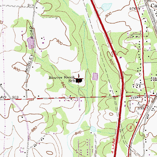 Topographic Map of Beaverbrook Elementary School, GA