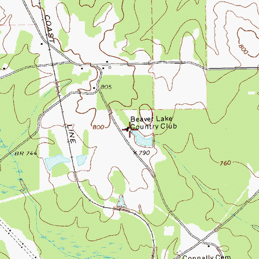 Topographic Map of Beaver Lake Country Club, GA