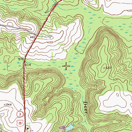 Topographic Map of Beaver Run, GA