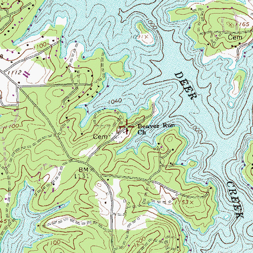 Topographic Map of Beaver Run Church, GA
