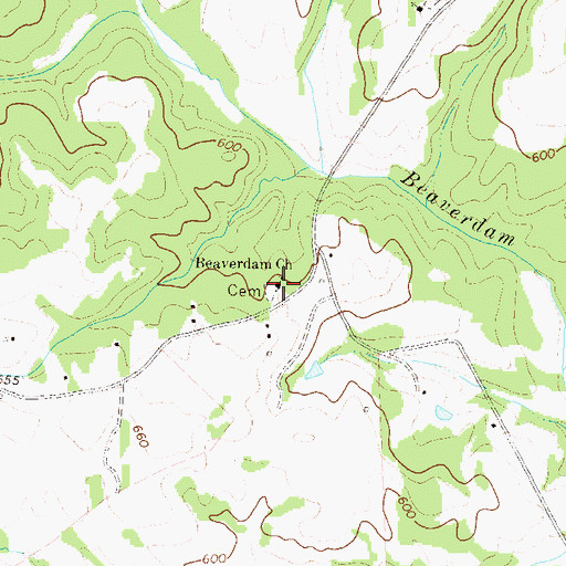 Topographic Map of Beaverdam Church, GA