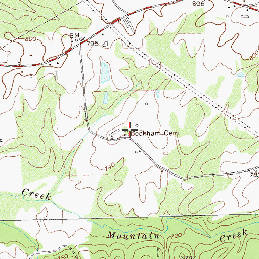 Topographic Map of Beckham Cemetery, GA