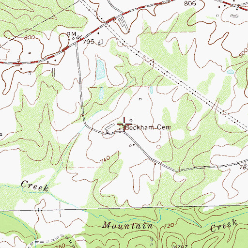 Topographic Map of Beckham Cemetery, GA