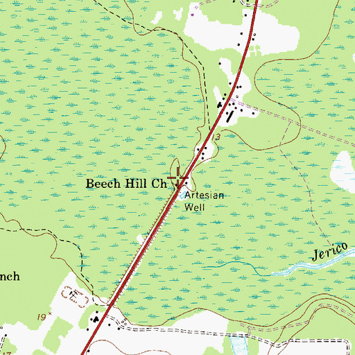 Topographic Map of Beech Hill Church, GA