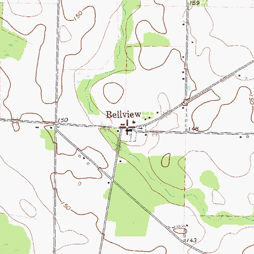 Topographic Map of Bellview, GA