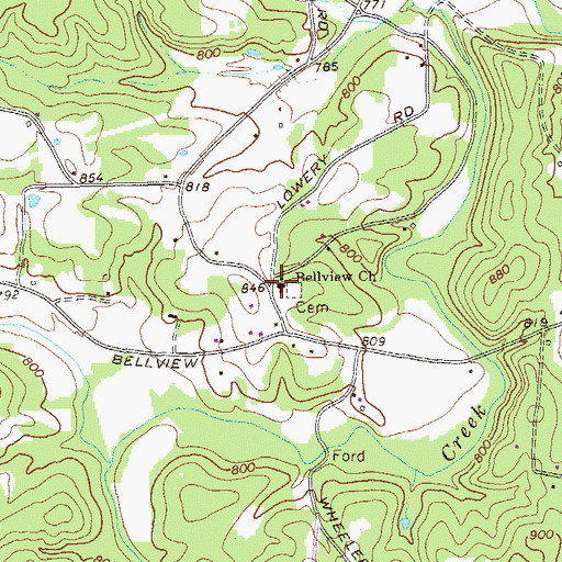 Topographic Map of Bellview Baptist Church, GA