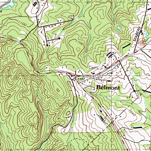 Topographic Map of Belmont, GA