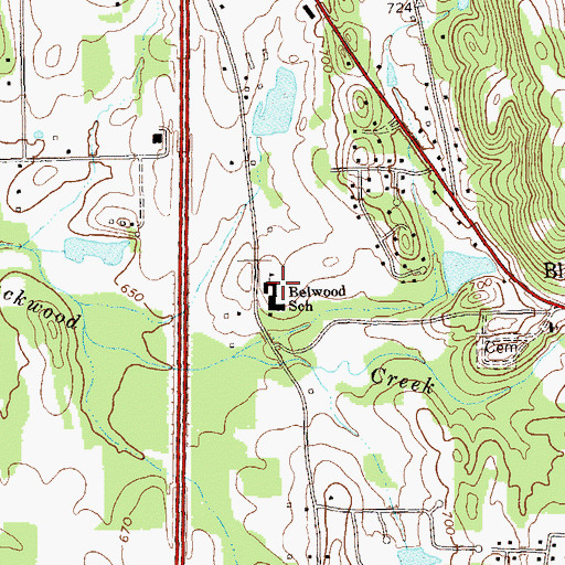 Topographic Map of Belwood Elementary School, GA