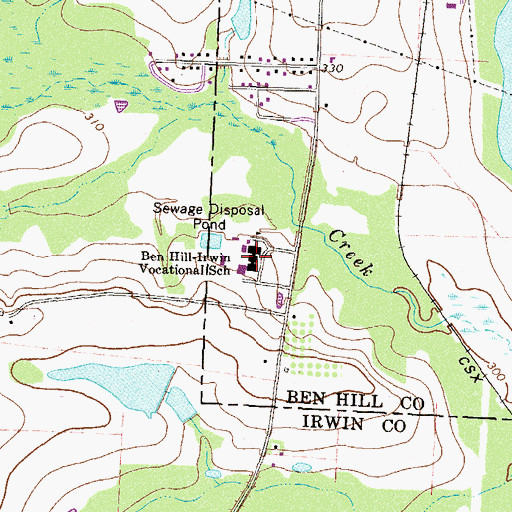 Topographic Map of Ben Hill-Irwin Vocational School, GA