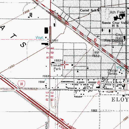 Topographic Map of Trekell Park, AZ