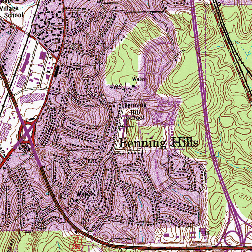 Topographic Map of Benning Hill School, GA