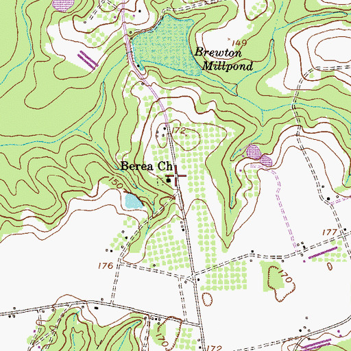 Topographic Map of Berea Church, GA