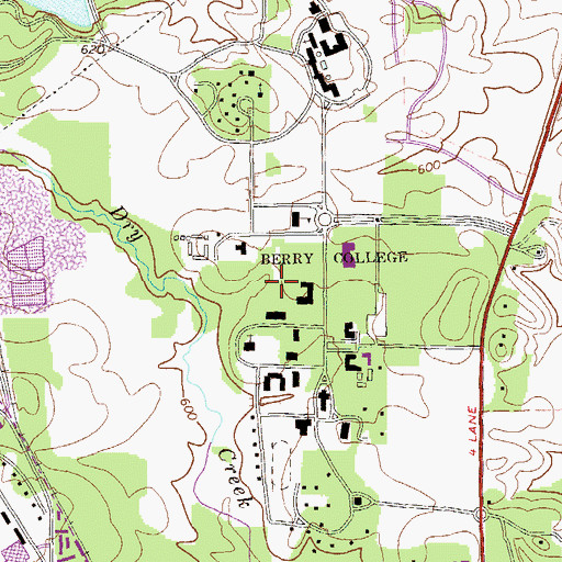 Topographic Map of Berry College, GA