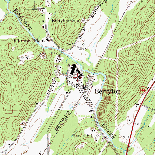 Topographic Map of Berryton, GA