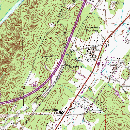 Topographic Map of Berwin, GA