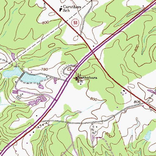 Topographic Map of Bethabara Church, GA