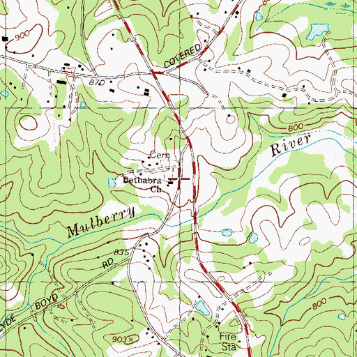 Topographic Map of Bethabra Church, GA
